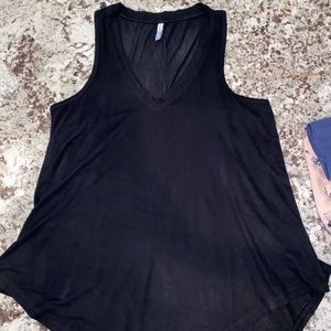 Black Suede V-Neck Tank
